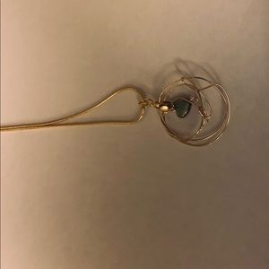 Wire Metallic Blue Heart Stone Necklace